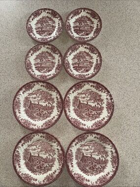 Churchill The Brook Red Dinner and Salad Plates, 8 Piece Set